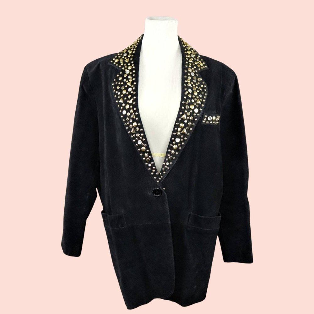 80's Vintage Rocker Studded black Leather Suede Jacket